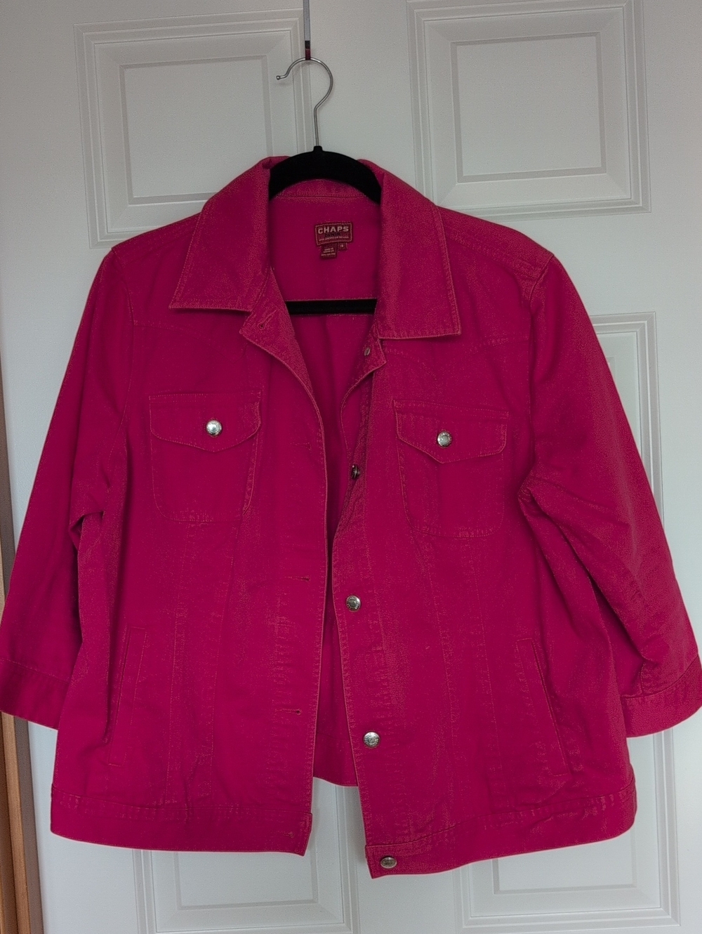Chaps Women's Hot Pink Jean Jacket with Button Front